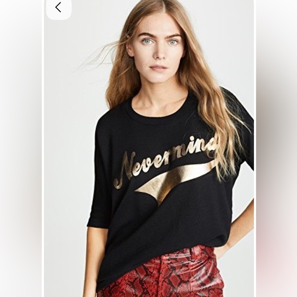 Zadig & Voltaire Black And Gold Graphic Tee Nevermind (122)